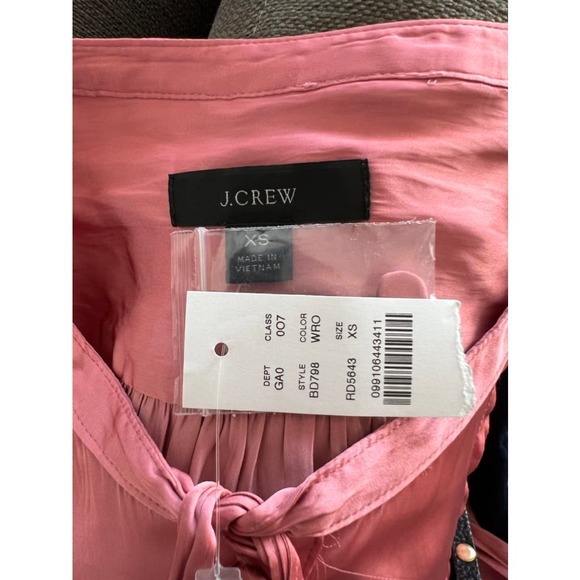 NWT J. Crew Women's Featherweight satin tie-neck top XS Bd798 ($98) - Picture 5 of 8